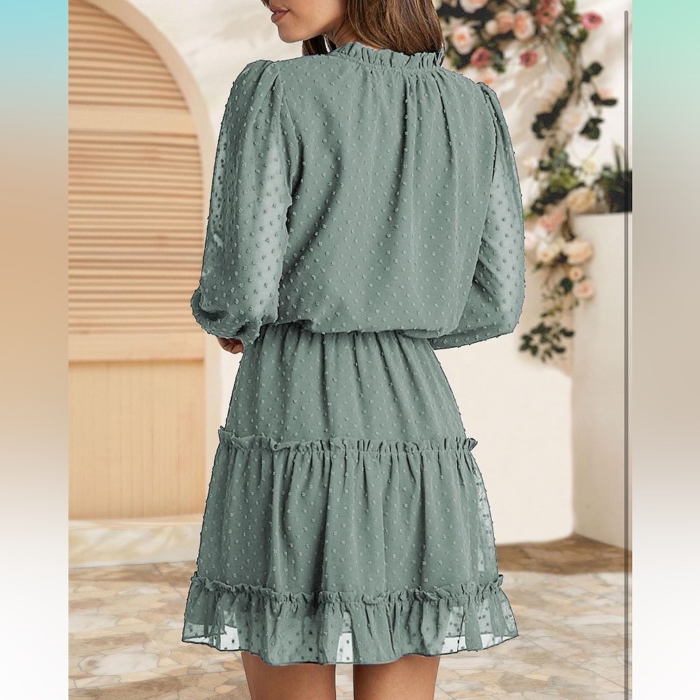 ▪️OLIVE SWISS DOT DRESS - Picture 6 of 7
